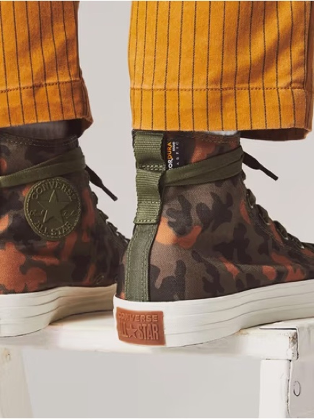 Converse High Top Sneakers in Olive Camo Cordura Men’s  9 Women’s 11